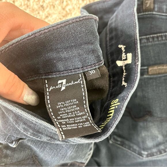 7 For All Mankind Jeans Men’s 30x27 Slimmy Dark Wash Denim - Picture 4 of 7